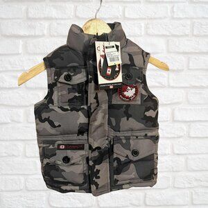 NWT Canada Weather Gear Kids Down Bubble Vest Grey Camo — Size 4
